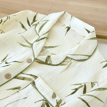 Selena Cotton Crepe Nightsuits In Off-White - close-up of collar, off-white - Miss Mosa By Akanksha