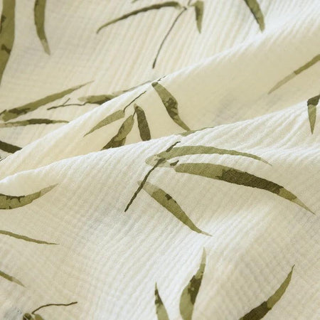 Selena Cotton Crepe Nightsuits In Off-White - close-up of fabric, off-white - Miss Mosa By Akanksha
