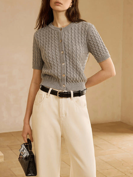 Selene Winter Knit Top In Grey - front shot on model - Miss Mosa By Akanksha