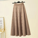 Semeah Statement Woolen Pleated Skirt - front shot of skirt on hanger, brown - Miss Mosa By Akanksha