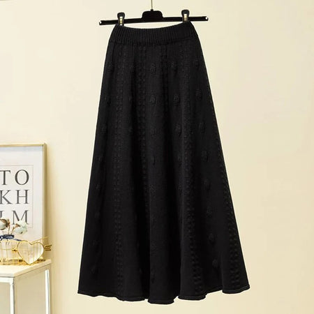 Semeah Statement Woolen Pleated Skirt - front shot of skirt on hanger, black - Miss Mosa By Akanksha