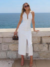 Semi Statement Summer Dress In White - S