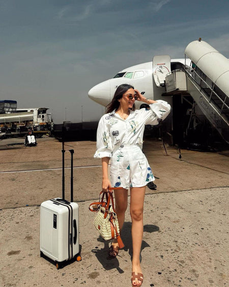 Senate Luxury Coord Set In White - lifestyle shot on model, white floral - Miss Mosa By Akanksha