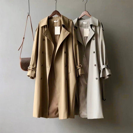 Seoul Statement Trenchcoat - front shot on hanger, multicolour - Miss Mosa By Akanksha