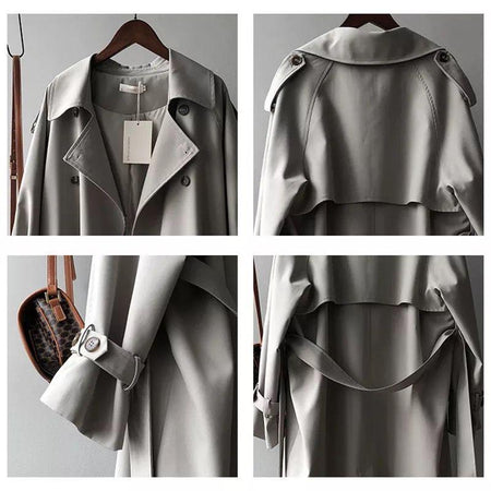 Seoul Statement Trenchcoat - close-up of collar and cuff, grey - Miss Mosa By Akanksha