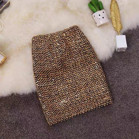 Sequined Carania Skirts - flat-lay product shot, gold - Miss Mosa By Akanksha