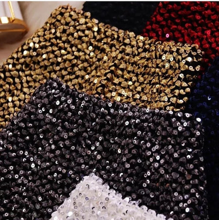 Sequined Carania Skirts - close-up of sequin fabric, multicolour - Miss Mosa By Akanksha