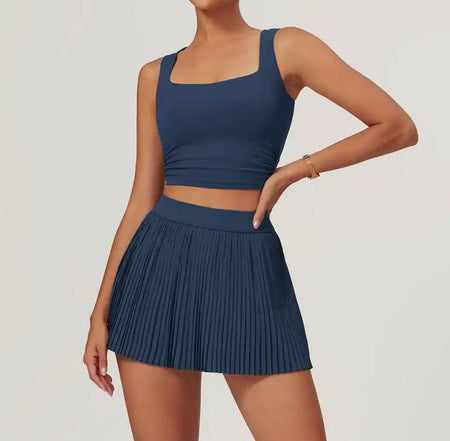 Sera Premium Activewear Set In Navy Blue - front shot on model - Miss Mosa By Akanksha