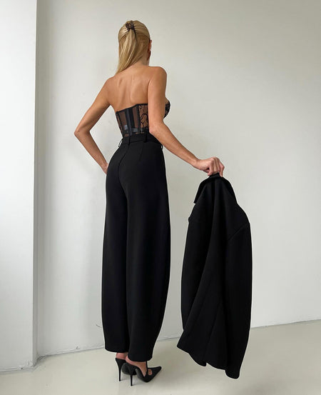 Serbia High Waist Formal Pant - back shot, black - Miss Mosa By Akanksha