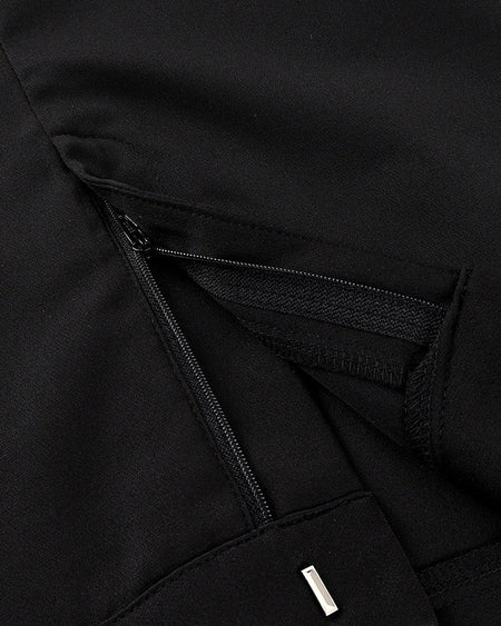Serbia High Waist Formal Pant - fabric detail shot, black - Miss Mosa By Akanksha