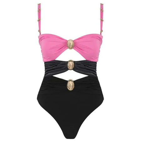 Serbia One Pc Swimsuit with Skirt - flat-lay product shot, multicolour - Miss Mosa By Akanksha