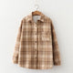 Serenity Fleece-Lined Plaid Shacket - front shot on hanger, brown - Miss Mosa By Akanksha