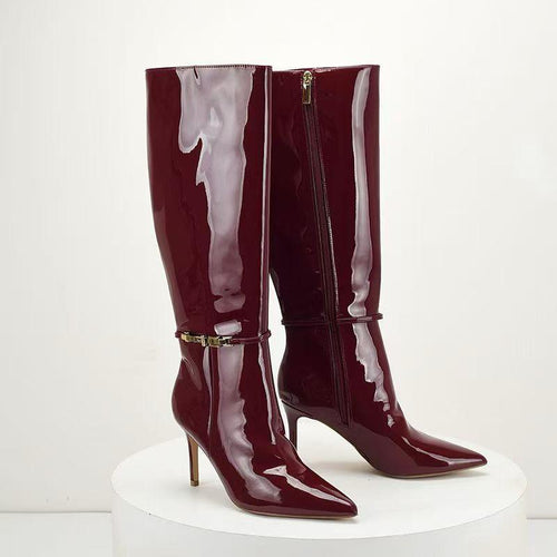 Sergey Pointed Leather Boots In Wine