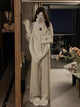 Sergio Woolen High Neck Sweater - full-length front shot on model, ivory - Miss Mosa By Akanksha