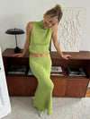 Seri Luxe Soft Knit Coord Set In Green - S