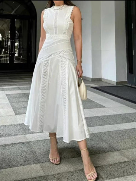 Serri Summer Holiday Dress In White - full-length front shot on model - Miss Mosa By Akanksha