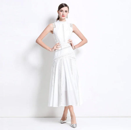 Serri Summer Holiday Dress In White - full-length front shot on model - Miss Mosa By Akanksha