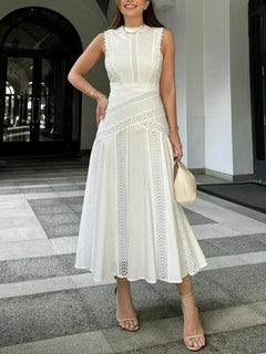 Serri Summer Holiday Dress In White - full-length front shot on model - Miss Mosa By Akanksha