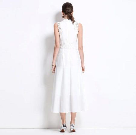 Serri Summer Holiday Dress In White - back shot on model - Miss Mosa By Akanksha