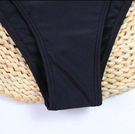 Sezi Summer Bikini In Black - close-up of bikini bottom detail - Miss Mosa By Akanksha
