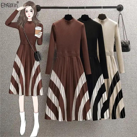 Shantel A-Line Woolen Dress - front shot on hanger, brown - Miss Mosa By Akanksha