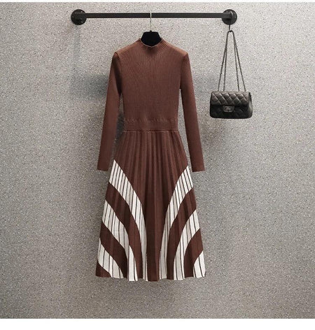 Shantel A-Line Woolen Dress - front shot on hanger, brown - Miss Mosa By Akanksha