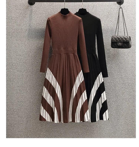Shantel A-Line Woolen Dress - front shot on hanger, brown - Miss Mosa By Akanksha