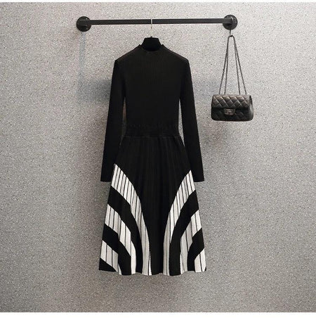 Shantel A-Line Woolen Dress - front shot on hanger, black - Miss Mosa By Akanksha