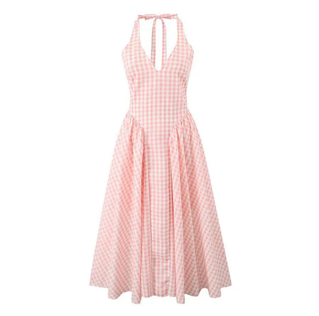 Shireen Drop Waist Midi Dress In Pink - front flat-lay product shot - Miss Mosa By Akanksha