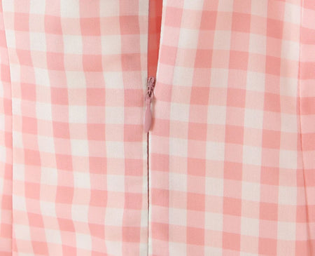 Shireen Drop Waist Midi Dress In Pink - close-up of back zip detail - Miss Mosa By Akanksha