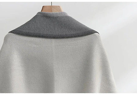 Shirley Statement Winter Dress with Stole - close-up of collar, grey - Miss Mosa By Akanksha