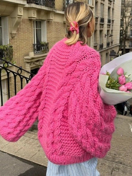 Sidonie Oversized Statement Pullover - back shot, hot pink - Miss Mosa By Akanksha