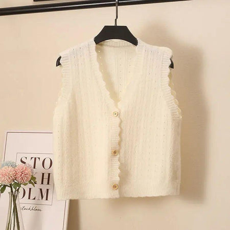Silone Sweater Vests - front shot on hanger, white - Miss Mosa By Akanksha