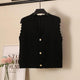Silone Sweater Vests - front shot on hanger, black - Miss Mosa By Akanksha