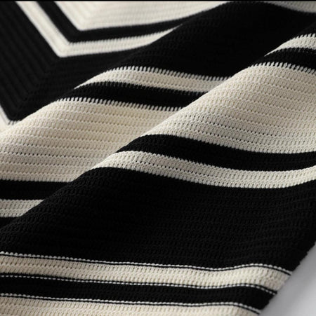 Silvia Soft Knit Holiday Dress In White - close-up of chevron knit fabric - Miss Mosa By Akanksha