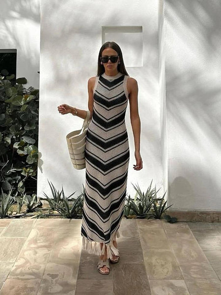 Silvia Soft Knit Holiday Dress In White - front shot on model - Miss Mosa By Akanksha
