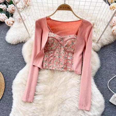 Simian Set of Top, Cape and Denims In Peach - close-up of top, peach - Miss Mosa By Akanksha