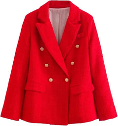 Simon Statement Blazers - front shot on hanger, red - Miss Mosa By Akanksha