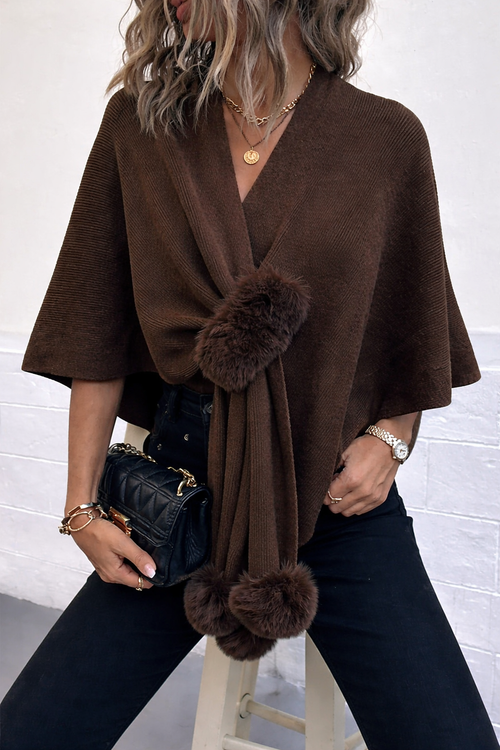 Simona Winter Cape In Brown