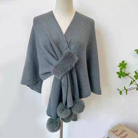 Simona Winter Cape In Grey - front shot on mannequin - Miss Mosa By Akanksha