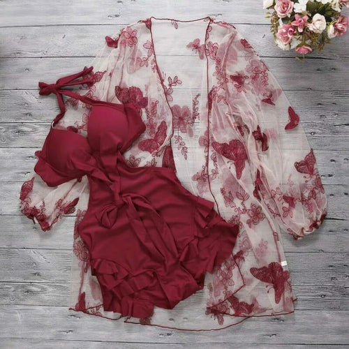Sinner 3 piece  Swimsuit In Red