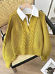 Siya Statement Tops with Attached Sweater - flat-lay shot on chair, yellow - Miss Mosa By Akanksha
