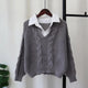 Siya Statement Tops with Attached Sweater - flat-lay shot on hanger, grey - Miss Mosa By Akanksha