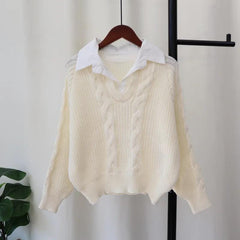 Siya Statement Tops with Attached Sweater - flat-lay shot on hanger, cream - Miss Mosa By Akanksha