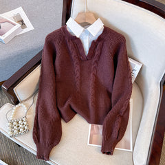 Siya Statement Tops with Attached Sweater - flat-lay shot on chair, burgundy - Miss Mosa By Akanksha