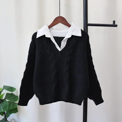 Siya Statement Tops with Attached Sweater - flat-lay shot on hanger, black - Miss Mosa By Akanksha