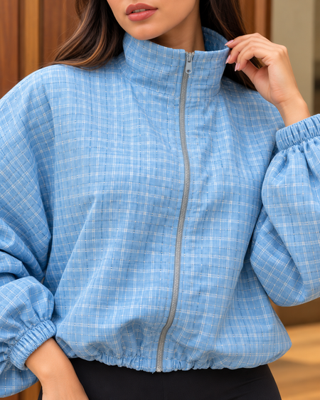 Faro Check Crop Windbreaker Jacket