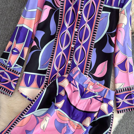 Skye Abstract Coord Set In Multicolour - close-up of print detail, multicolour - Miss Mosa By Akanksha