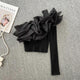 Skyla One Shoulder Top - styled flat-lay shot, black - Miss Mosa By Akanksha