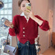 Sofia Statement Tops with Attached Sweater - front shot on model mirror selfie, red - Miss Mosa By Akanksha